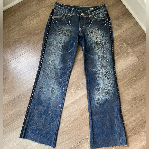 Akademiks Low Rise Boot Cut Jeans Embellished Lace Flap Pocket Women’s Size 28 - Picture 12 of 16